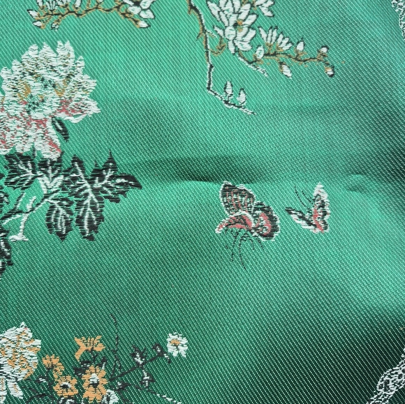 Red & Green Vintage Chinese silk brocade pillow cover 17×17 - Picture 5 of 8